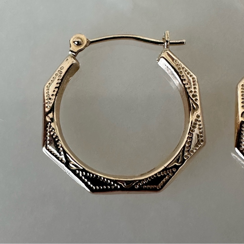 14k Solid Gold Hoop Earrings - Picture 11 of 16